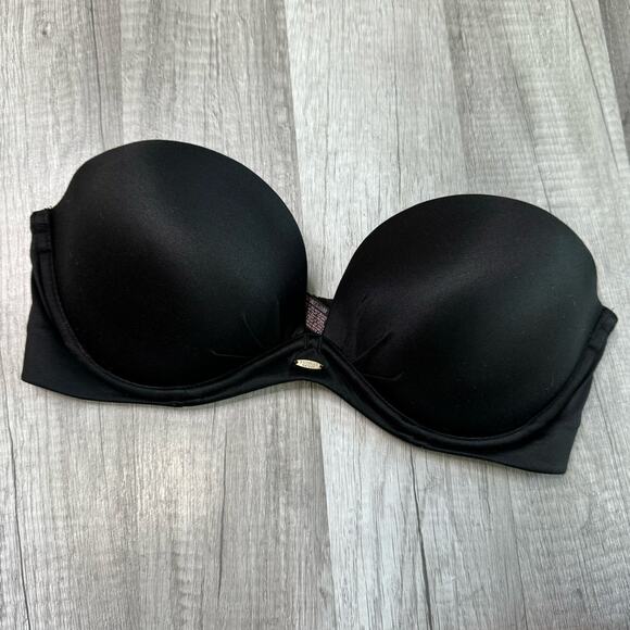 Victoria's Secret Black Strapless Underwire Push Up Bra Size 34C - Picture 1 of 8